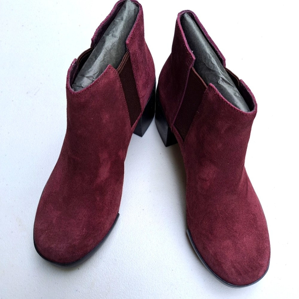 Burgandy suede booties